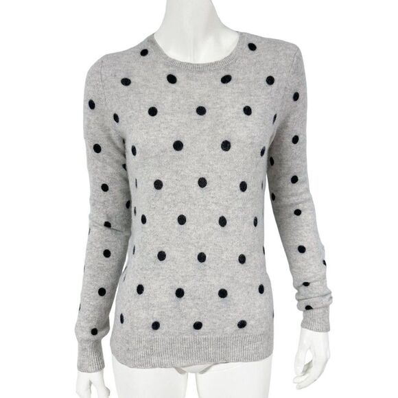 Cynthia Rowley Sweaters - Cynthia Rowley 100% 2 Ply Cashmere Polka Dot Gray Sweater Womens Size M Medium